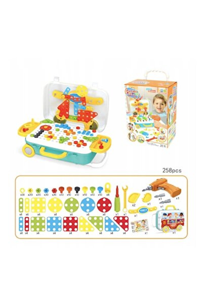 Danex Set de constructie, Danex, Jucarie educativa pentru copii, Valiza cu bo...