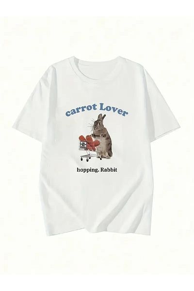 Touz Moda Cute Rabbit Unisex Oversize T-Shirt