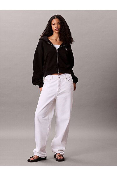 Calvin Klein A- FRENCH TERRY BADGE LOGO FZ HO Kadın Siyah Sweatshirt LV047C216G-UB1