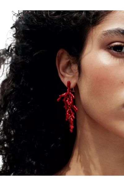 Finery by Nerrs Red Coral Earrings