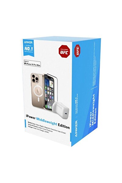 Anker حزمة iPower إصدار متوسط الوزن - iPhone 16 Pro (شاحن 20 واط + واقي شاشة + غطاء)