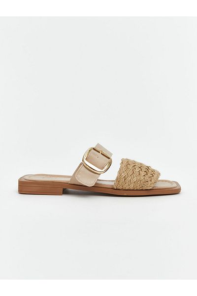 LC Waikiki Straw Double Striped Women's Slippers