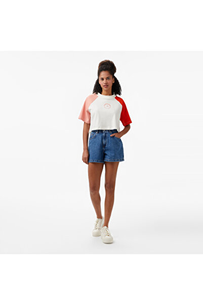 Converse Star Chevron Baskılı Kadın Krem T-Shirt