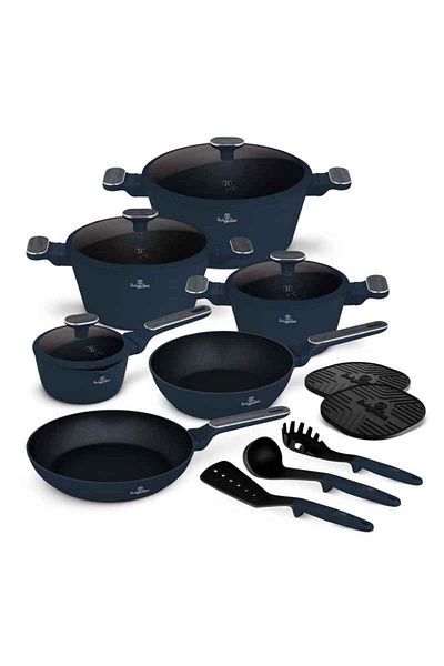Berlinger Haus Sada nádobí s titanovým povrchem 15 ks Deep Sea Collection