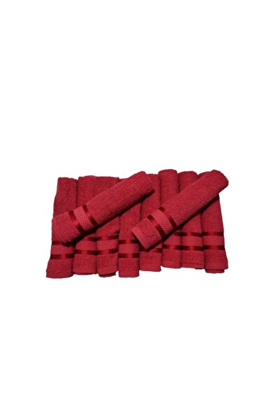 OEM Set 10 Hand Towels, Red, 30 x 50 cm, 100% Cotton