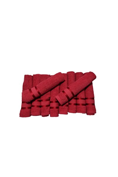 OEM Set 10 Hand Towels, Red, 30 x 50 cm, 100% Cotton