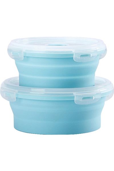 Briggs Set 2 round collapsible food containers made of silicone, heat-resistant, easy to store and clean, 5