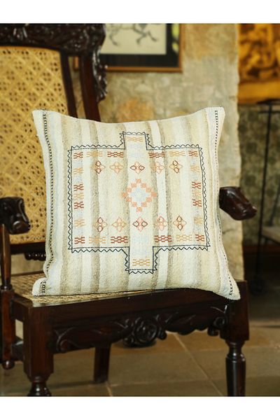 Sanskrutihomes By Styli Geometric Print Organic Cotton Cushion Cover - 45x45cm