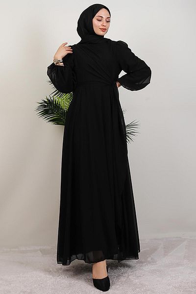 GİYZAMİLA Perry Chiffon Dress Black