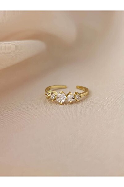 Eva Takı Store Five Stone Model Joint Cartilage Bone Adjustable Model Gold Color Ring