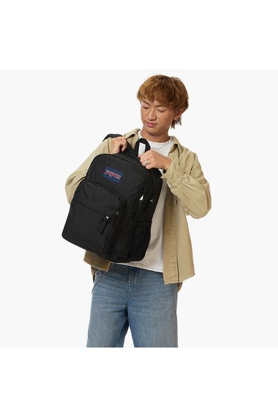 Jansport Solid Backpack with Adjustable Straps and Zip Closure - 19x33x5 cms