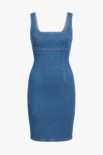HAKKE Long Denim Dress with Straps