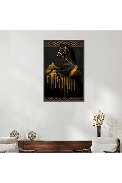 Marktna لوحة قماشية بتصميم الفن النجدي مع برواز بني مجوف