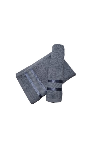 OEM Set 2 prosoape de mână gri, 30 x 50 cm, 100% bumbac, 400 GSM