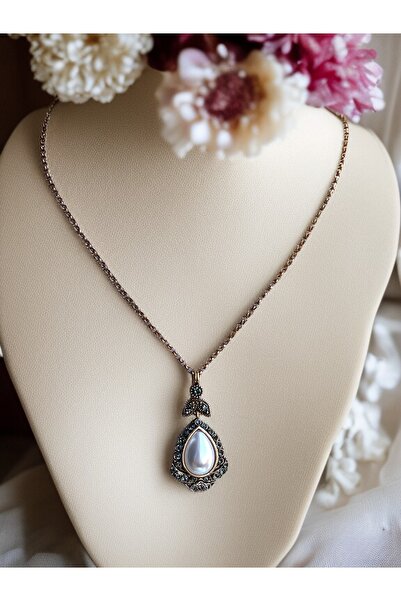 FAYRA ACCESSORIES Antique Bronze Water Drop Pendant with Crystal Stone