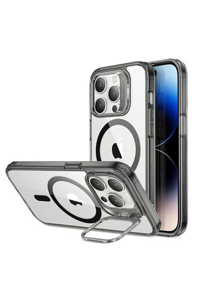 dalip Husă de protecție compatibilă cu iPhone 14 Pro, MagSafe, silicon, transparentă-neagră