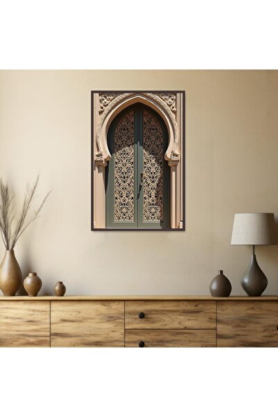 SND لوحة قماشية بتصميم الفن النجدي مع برواز شامبين مجوف