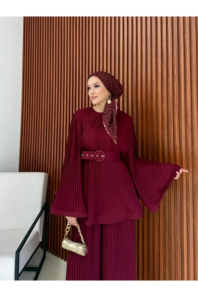 Melike Tatar Πλισέ Σετ με Ζώνη 32-2381