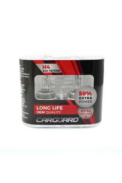 Primlife Set de 2 Becuri Halogen 24v H4, 70w, +50% Intensitate Long Life Carguard