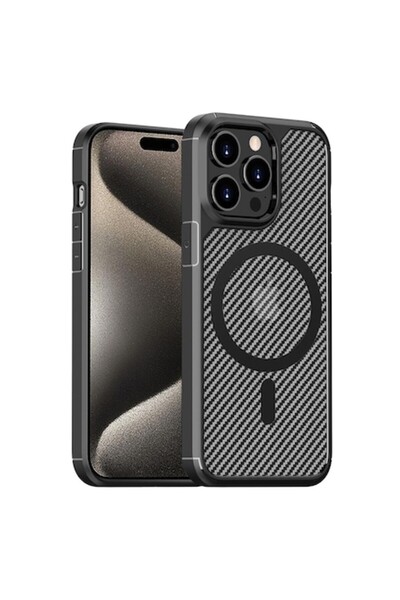 dalip Husa de protectie pentru Apple iPhone 15 Pro, CarbonFuse MagSafe, silic...