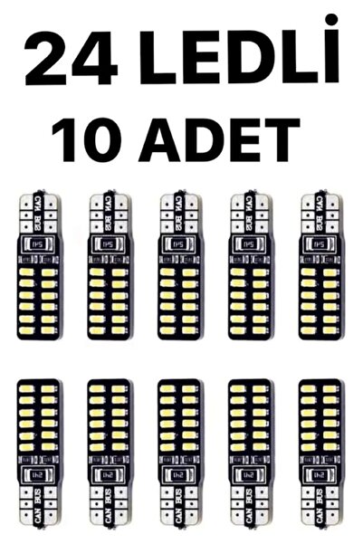 ASTRA LED T10 Led 24 Ledli Metal Ultra Beyaz Park Plaka Tavan Ampulü 10 Adet ...