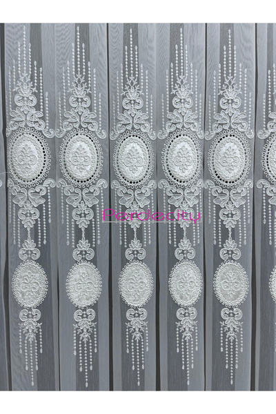 PERDECITY Pearl Special Velvet Embroidery Embroidered Bamboo Floor Tulle Curtain 1X3 Tight Pleated Ironing Not Asked