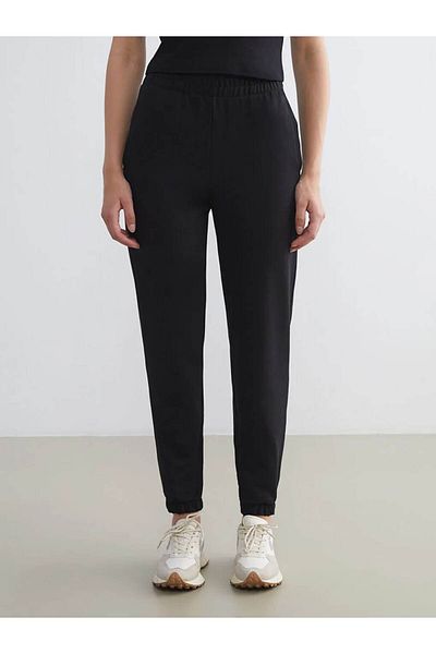 LC Waikiki Pantaloni de sport pentru femei LCW Vision Black cu talie elastică