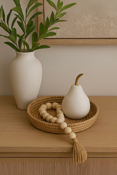 LALEZEN HOME ARMUT DEKOR OBJE AHSAP BONCUK MINI TESBIH HEDIYELI