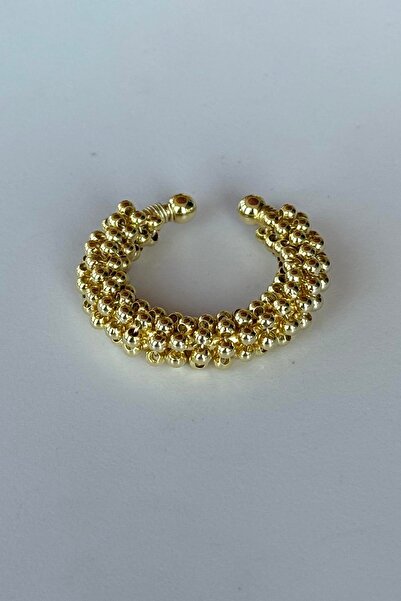 TAKIŞTIR Gold Color Ball Detailed Adjustable Ring
