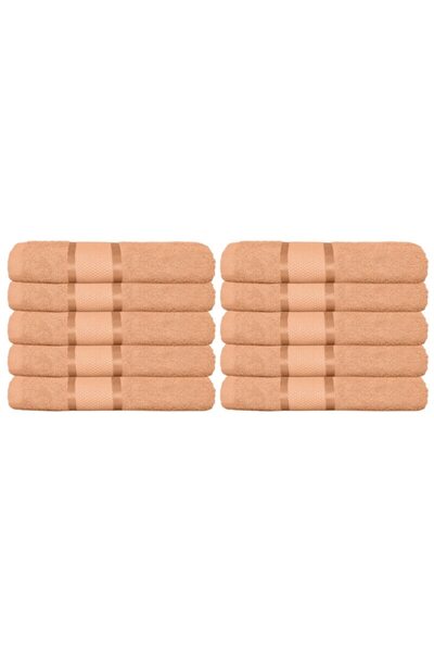 OEM Set 10 prosoape de față, Bumbac, Uni, 400g/m², 50x90cm, Piersică