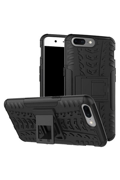 Macomi Husa de protectie pentru OnePlus 5, Hybrid Stand, cu kickstand si colturi intarite, Negru