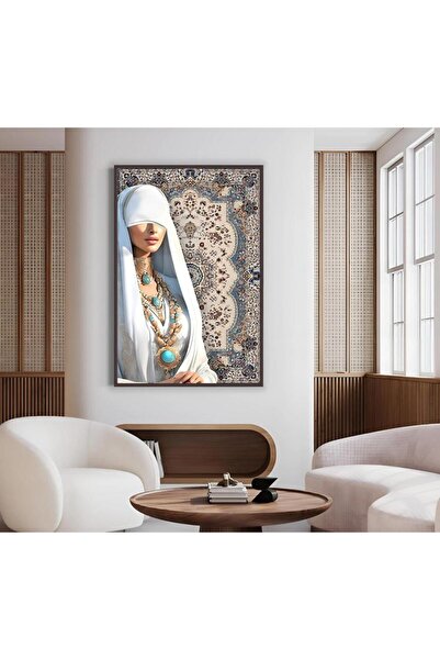 SND لوحة قماشية بتصميم فتاة مع برواز بني مجوف