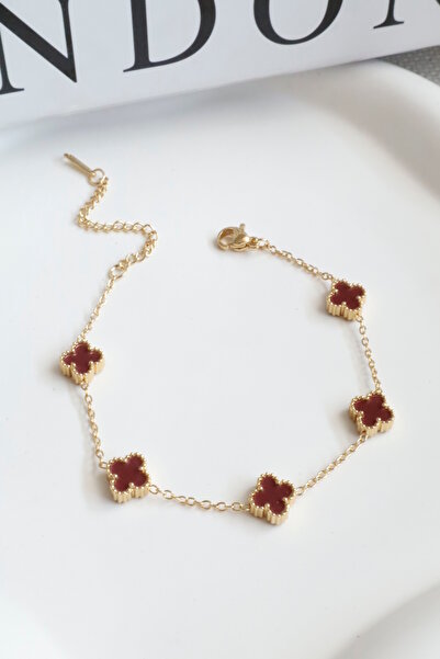 DEMOKAN سوار نسائي من الفولاذ ماركة Tiny Clover سوار خماسي غير قابل للتلطيخ