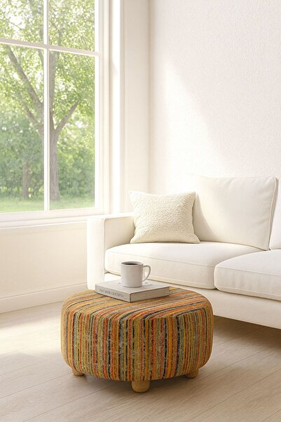 WEBPANYA MOBİLYA WEBPANYA Ahşap Ayak Geniş Oturma Alanı Bohem Tarz Dokuma Kum...