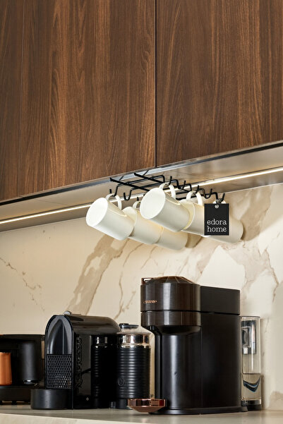 Edora Home Black 10-Piece Cabinet and under Shelf Portable Cup Hanger, Mug, C...