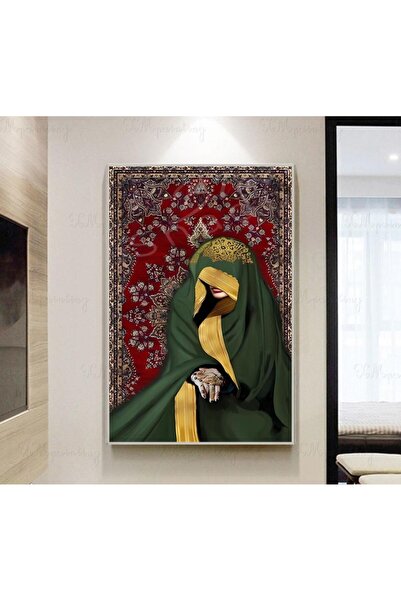 SND لوحة جدارية قماشية بتصميم فتاة عربية مع برواز فضي مجوف