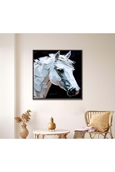 SND Horse Canvas Painting with Hollow Champagne Frame