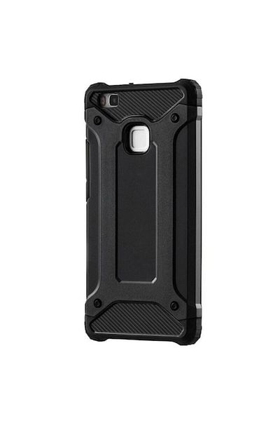 dalip Carcasă de protecție compatibilă cu Huawei P9 Lite, Hybrid Armor, TPU, neagră