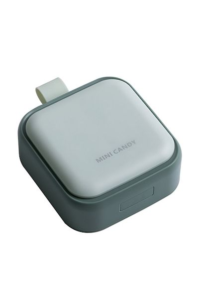 Camy Mini Medicine Storage Box, 4 Compartments, Airtight Lock, Portable, Square, Green, PP, 7.5x7.5x3 cm