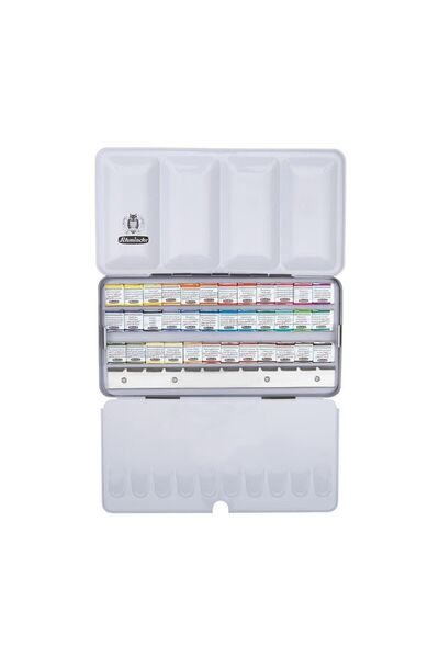 Schmincke Horadam Aquarell Taş Tablet Sulu Boya Seti Yarım Tablet 36 Renk Metal Kutu