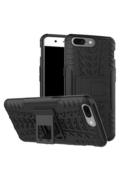 Macomi Husa de protectie pentru OnePlus 5, Hybrid Stand, cu kickstand si colturi intarite, Negru
