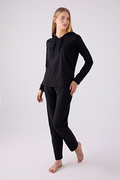 Pierre Cardin Women's Hooded Comfort Fabric Long Sleeve Pajamas Suit