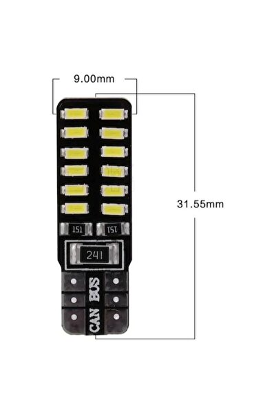 ASTRA LED T10 Led 24 Ledli Metal Ultra Beyaz Park Plaka Tavan Ampulü 10 Adet Uyumlu