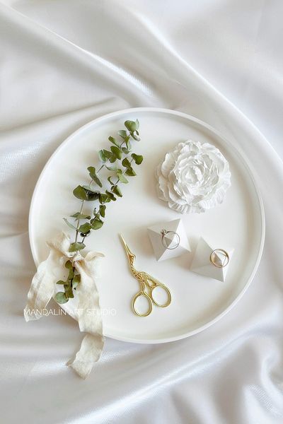 Mandalin Art Studio Word |   Engagement Tray, Decorative Flower and Ring Riser |   Without Flowers and Accessories