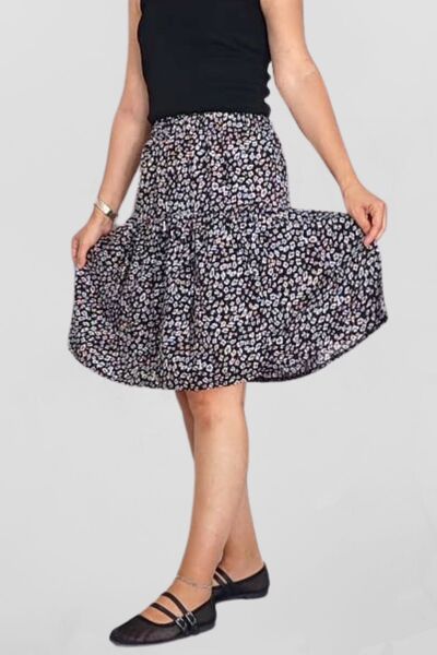 SHE BEST Viscose Fabric Midi Black Shorts Skirt
