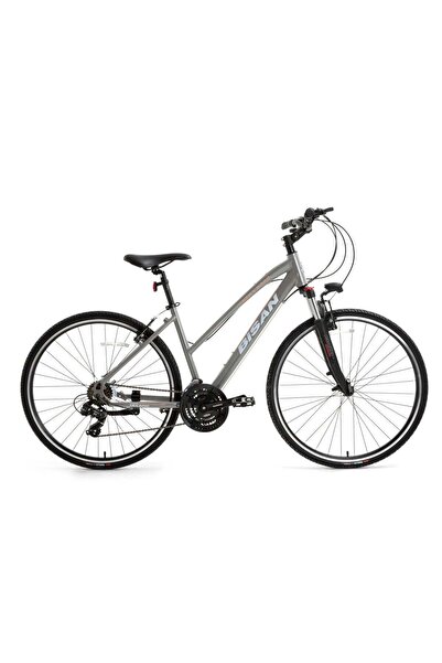 Bisan 8200 TREKKİNG BİSİKLETİ 45 CM V 700C 21 VİTES AÇIK METALİK GRİ BEYAZ PEMBE