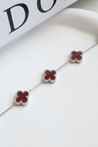 DEMOKAN Kadın Yüksek Kalite Çelik Kararmaz Marka Beşli Yonca Bileklik Kadın Çelik Bileklik