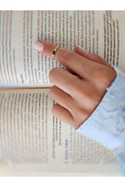 Eva Takı Store خاتم من حجر الزركون وعظام الغضروف وقابل للتعديل باللون الأخضر ...