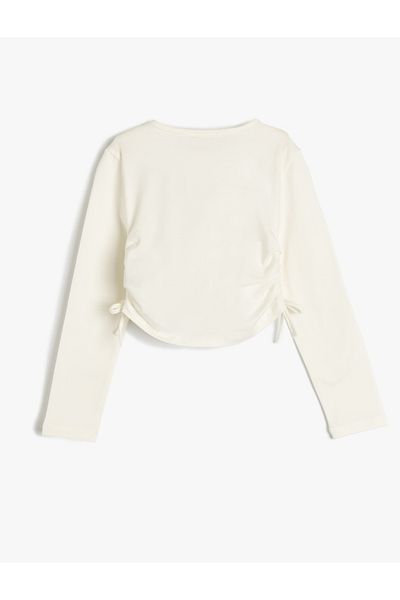 Koton Tricou crop din bumbac cu mânecă lungă cu decolteu rotund
