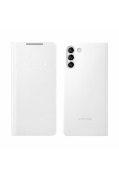 dalip Flip Cover Case Compatible with Samsung Galaxy S21 Plus 5G, LED View Cover, Leather, Light Gray